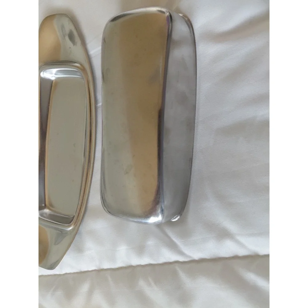 Vintage 1960's Stainless Steel Butter Dish German MCM Stamped NICE